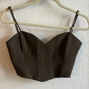 Olive green corset-like top